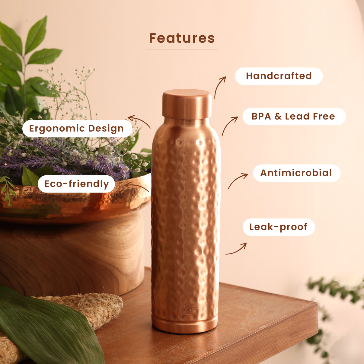 Handmade Ayurvedic Copper Water Bottle